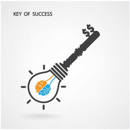 Creative light bulb Idea concept,key of success .vector illustration contains gradient meshのイラスト素材