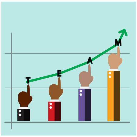 hands of businessman with graph increase on background ,teamwork concept,business sign. vector illustrationのイラスト素材