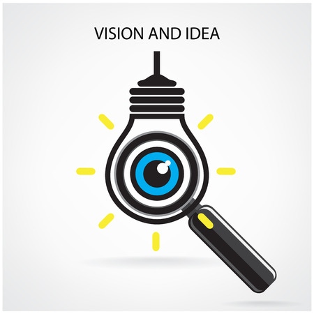 vision and ideas sign,eye icon,light bulb symbol ,search symbol,business concept.vector illustration のイラスト素材