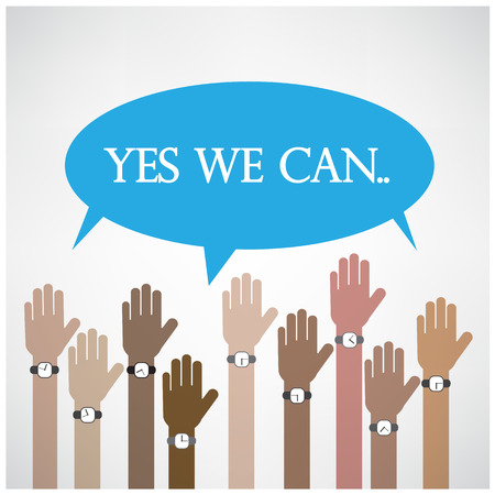 businessman hands with speech bubble Yes we can conceptのイラスト素材