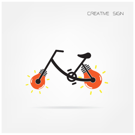 Creative light bulb and bicycle symbol  vector illustrationのイラスト素材