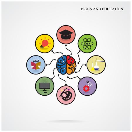 Infographic template creative brain education and science concept,Design for poster flyer cover brochure,Business idea  Vector illustration のイラスト素材