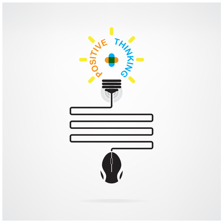 Creative light bulb idea and positive thinking concept, business idea, abstract symbol, education concept.vector illustration のイラスト素材