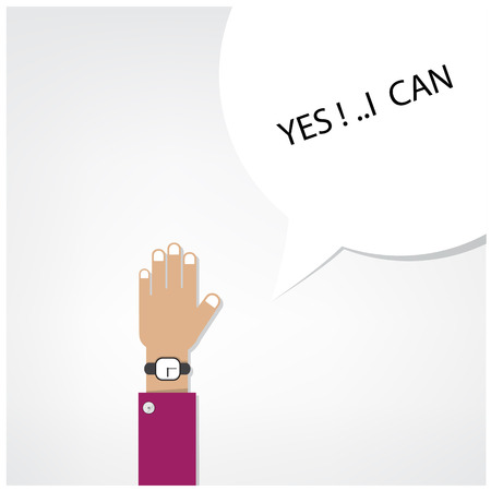 businessman hands with speech bubble .Yes I can concept, business idea. Vector illustrationのイラスト素材