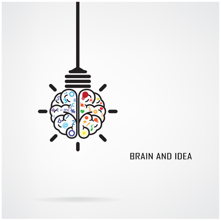 Creative brain Idea and light bulb concept, design for poster flyer cover brochure, business idea, education concept.のイラスト素材