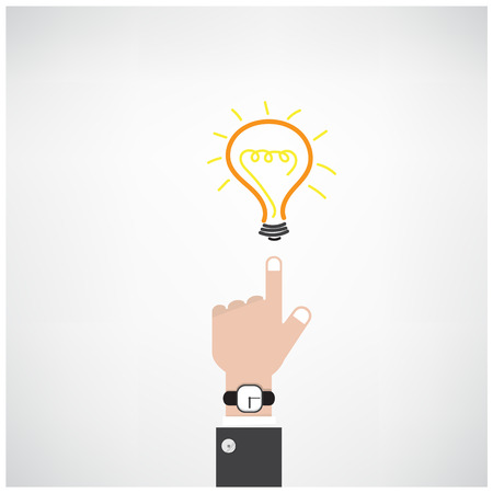 businessman hand with doodle light bulb sign ,design for poster flyer cover brochure,education concept ,business idea  vector illustrationのイラスト素材