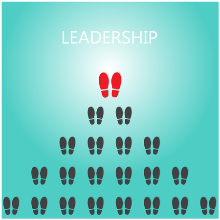 Shoe prints with leadership concept, black vector trail foot, shoes silhouette.のイラスト素材