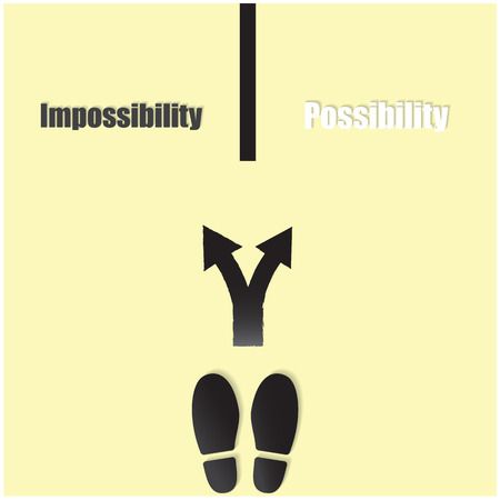 Shoe prints with impossible way concept, black vector trail foot, shoes silhouette.のイラスト素材