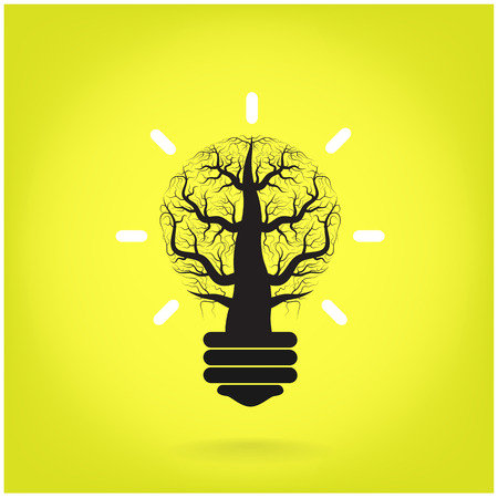 Green and initiative concept. Tree of green idea shoot grow in a light bulb . Vector illustrationのイラスト素材