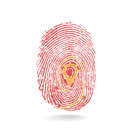 Creative light bulb idea concept with fingerprint symbol. Education sign , business ideas. Vector illustration.のイラスト素材