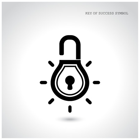Creative light bulb idea concept with padlock symbol. Security sign , business ideas .Vector illustration.のイラスト素材