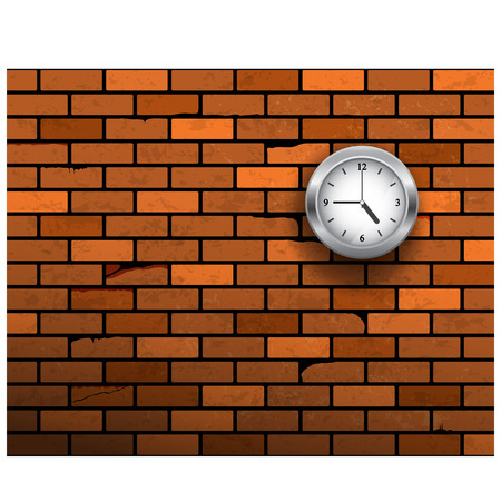 the clock symbol on brick wall. Vector illustrationのイラスト素材