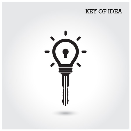Creative light bulb idea concept with padlock symbol. Key of idea. Business ideas.Vector illustration.のイラスト素材