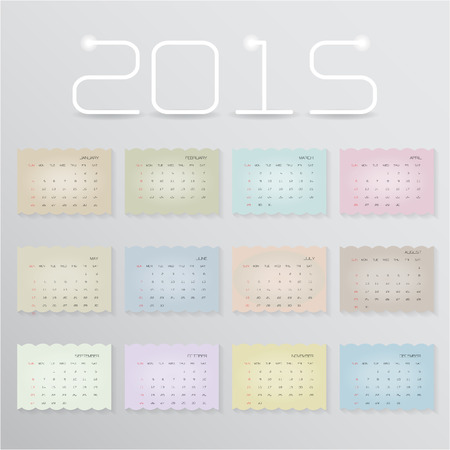 Calendar 2015 design template week starts Sunday. Vector illustration.のイラスト素材