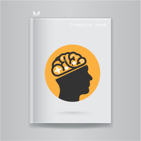 Creative brain idea concept on blank book cover. Vector illustrationのイラスト素材