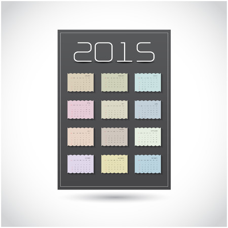 Calendar 2015 design template week starts Sunday.( A4 size) Vector illustration.のイラスト素材