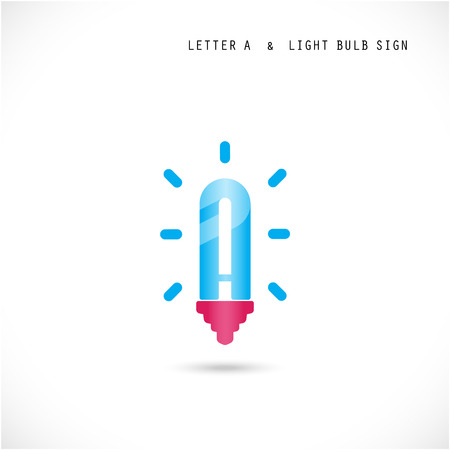 Creative letter A icon abstract  icon design vector template with creative light bulb symbol. Corporate business and education creative icontype symbol.Vector illustrationのイラスト素材