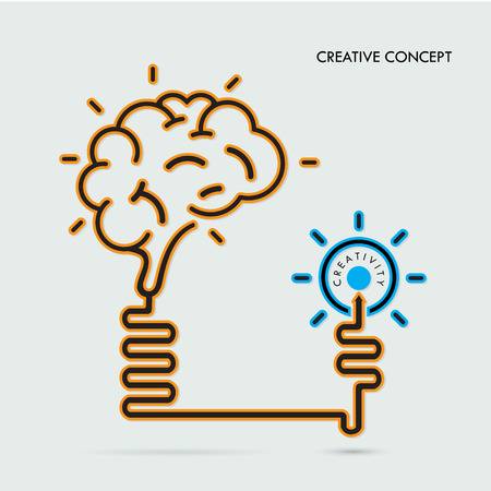 Creative brain Idea and light bulb concept, design for poster flyer cover brochure, business idea, education concept.vector illustrationのイラスト素材