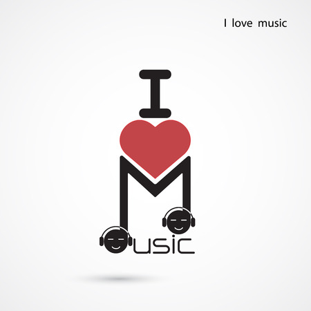 Creative music note abstract vector icon design. Musical creative icon symbol. I love music concept. Vector illustrationのイラスト素材