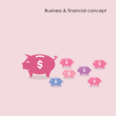Piggy bank symbol with business and financial concept. Currency war concept. Vector illustrationのイラスト素材