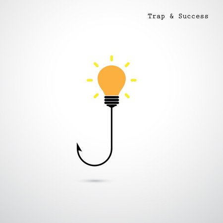Hooks and light bulbs. Trap and success concept. Business idea.  Vector illustrationのイラスト素材