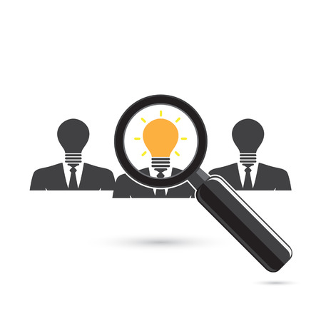 Search for an employee. Looking For Positive thinker. Looking For Talent. Search for businessman. Vector illustrationのイラスト素材