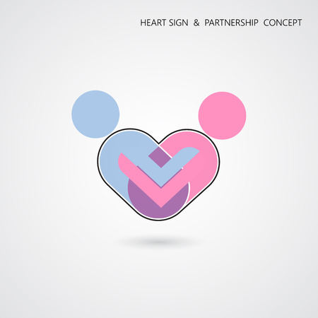 Creative heart shape and human symbol with business concept. Teamwork sign. Partnership and cooperation conceptのイラスト素材