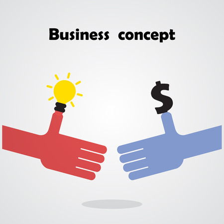 Business handshake concept and business people. Vector illustrationのイラスト素材