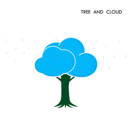 Tree Cloud Logo vector design template. Digital Business technology logotype. Electronics Chip modern style. Creative idea data storage icon.Flat Design Vector illustrationのイラスト素材