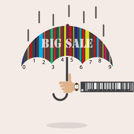 Creative abstract shopping  logo design with barcode symbol. Sale icon,discount,promotion,sell concept.Vector illustration.のイラスト素材