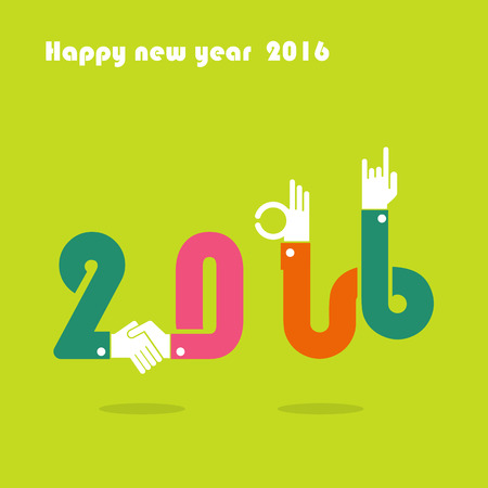 Happy New Year 2016.Colorful greeting card design.Vector illustration for holiday design. Party poster, greeting card, banner or invitation template.のイラスト素材