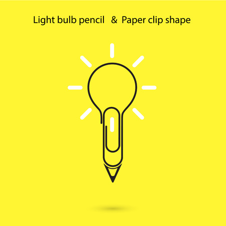 Creative light bulb pencil logo design,Paper clip sign.Concept of ideas inspiration, innovation, invention, effective thinking, knowledge. Business and Education concept.Vector illustrationのイラスト素材