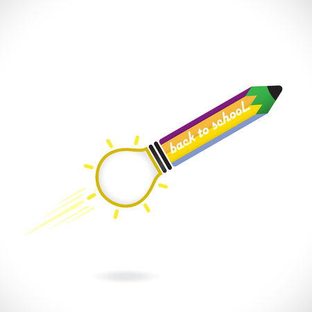 Creative pencil and light bulb icon abstract logo vector design with back to school concept.Corporate business creative logotype symbol. Vector illustrationのイラスト素材