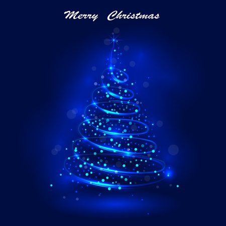 Shining christmas tree, the magic christmas tree, shinny christmas tree.Happy new year and merry christmas abstract background.Vector illustrationのイラスト素材