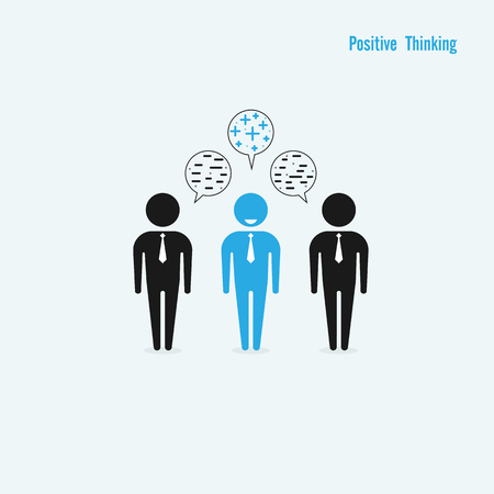 Businessman with positive thinking and Businessman with negative thinking.Businessman standing out from the crowd.Capability and leadership concept.Positive thinking concept.Business idea.Vector illustrationのイラスト素材