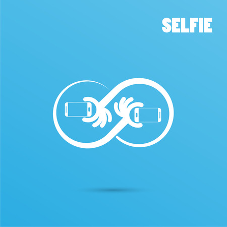 Infinite selfie logo elements design.Taking selfie portrait photo on smart phone concept icon. Selfie concept design element. Vector illustrationのイラスト素材