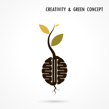 Plant Growing Inside The Brain Icon.Green Eco Energy Concept.Tree of Knowledge Logo.Human Brain Logo.Tree Logo.Green Logo.Education & Business Icon.Vector illustrationのイラスト素材