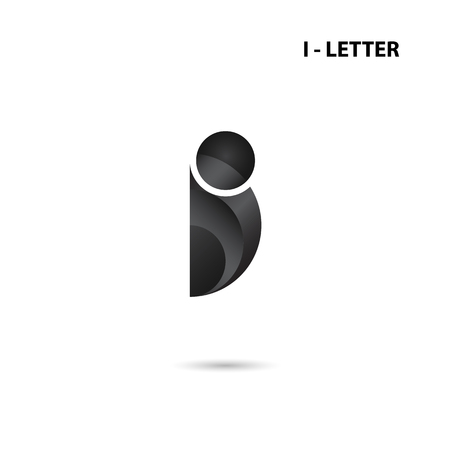 Black circle sign and Creative I-letter icon abstract logo design.I-alphabet symbol.Corporate business and industrial logotype symbol.Vector illustrationのイラスト素材