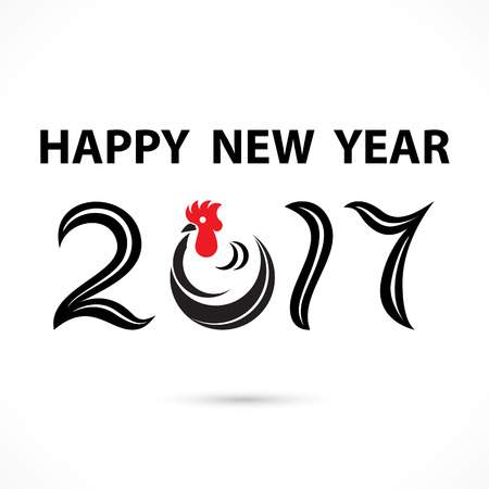 2,0,1 and 7 and chicken sign with holiday background concept.Happy new year 2017 holiday background.2017 Happy New Year greeting card.Vector illustrationのイラスト素材