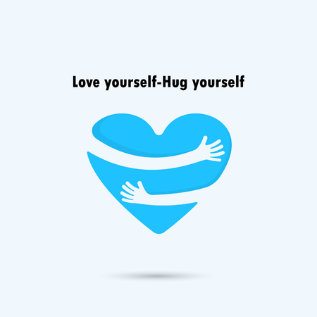 Hug yourself design.Love yourself design.Love and Heart Care design.Heart shape and healthcare & medical concept.Vector illustrationのイラスト素材