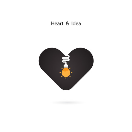 Heart sign and Light bulb idea concept.Light bulb icon with heart as inspiration.Business and education concept.Vector illustrationのイラスト素材
