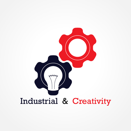Creative light bulb and gear abstract design banner template. Corporate business industrial creative  symbol. Business and industrial concept. illustrationのイラスト素材