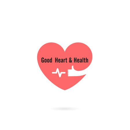 Heart sign and hands icon.Good heart & health concept.Healthcare,Medical and Science symbol.Healthy lifestyle vector logo template.Vector illustrationのイラスト素材