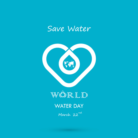 Water drop with world icon vector logo design template.World Water Day icon.World Water Day idea campaign for greeting card and poster.Vector illustrationのイラスト素材