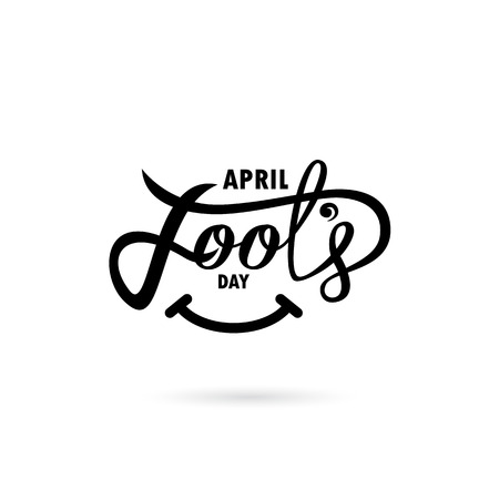 April fools day. Hand drawn lettering phrase isolated on white background.のイラスト素材