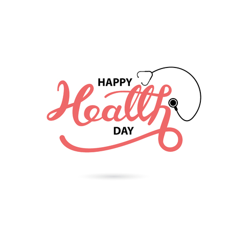 Happy Health Day Typographical Design Elements. Happy Health Day lettering icon.のイラスト素材