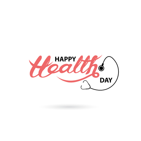 Happy Health Day Typographical Design Elements. Happy Health Day lettering icon.のイラスト素材
