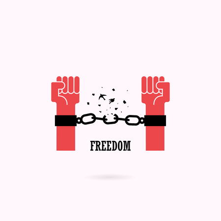Human hands and broken chain with the bird symbolsのイラスト素材