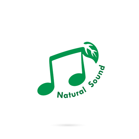 Green leaves icon with musical note design template.のイラスト素材