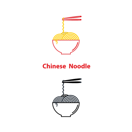 Noodle restaurant and food logo vector design.Chinese noodle logo design template.Taste of Asia logo template design.Vector Illustration.のイラスト素材